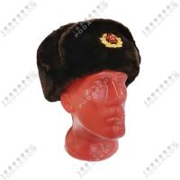 Шапка-ушанка с кокардой коричневая, 41862C