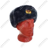 Шапка-ушанка с кокардой серая, 41862E