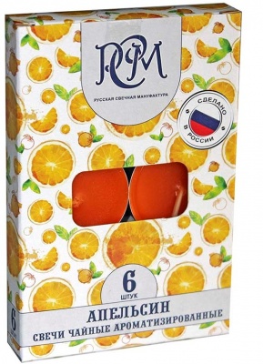 Свечи чайные Апельсин 6 шт, 1300625