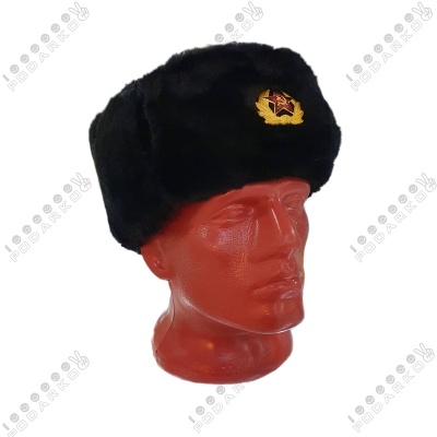 Шапка-ушанка с кокардой черная, 41862A