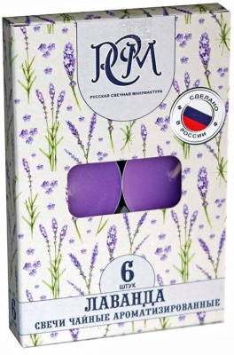 Свечи чайные Лаванда 6 шт, 1300602