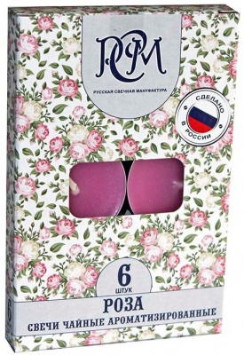 Свечи чайные Роза 6 шт, 1300604