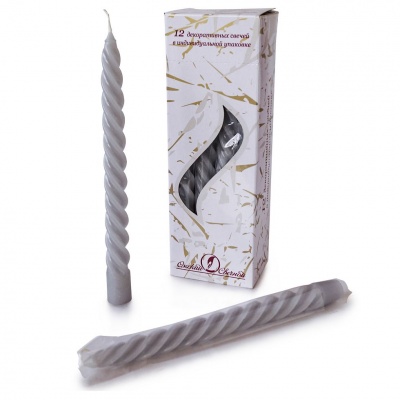 Свеча витая серая, 008249
