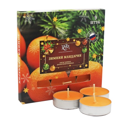Свечи чайные Зимний мандарин 9 шт, 1300914
