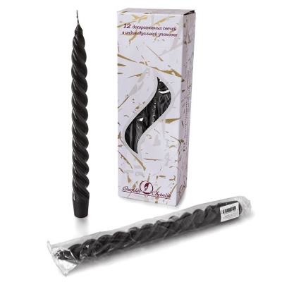 Свеча витая черная, 008252